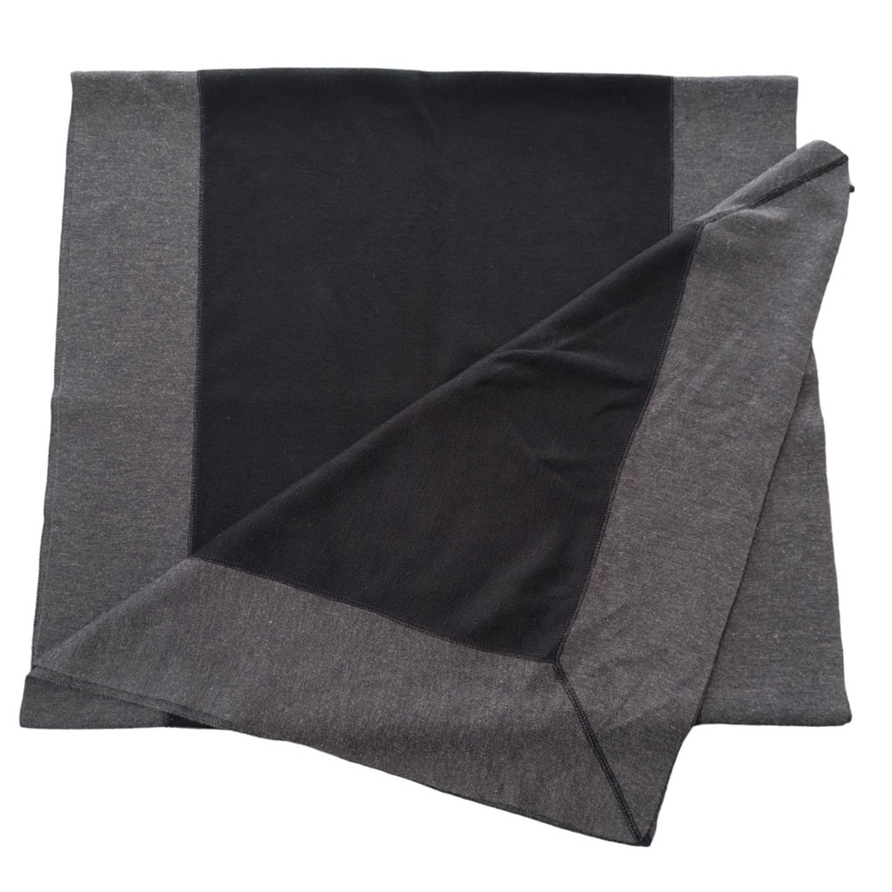 Nina Leonard Dress Oversized‎ Large Wool Black Gray Scarf Poncho Wrap Shawl